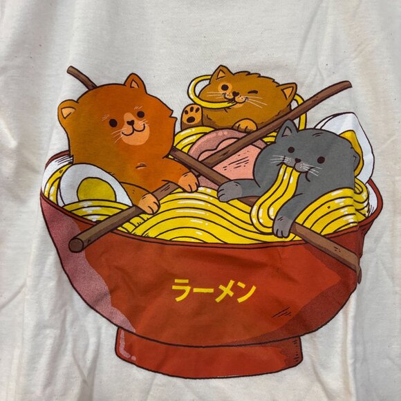 Threadless Ramen and Cats Kawaii Graphic Design T-shirt Small - Picture 2 of 4